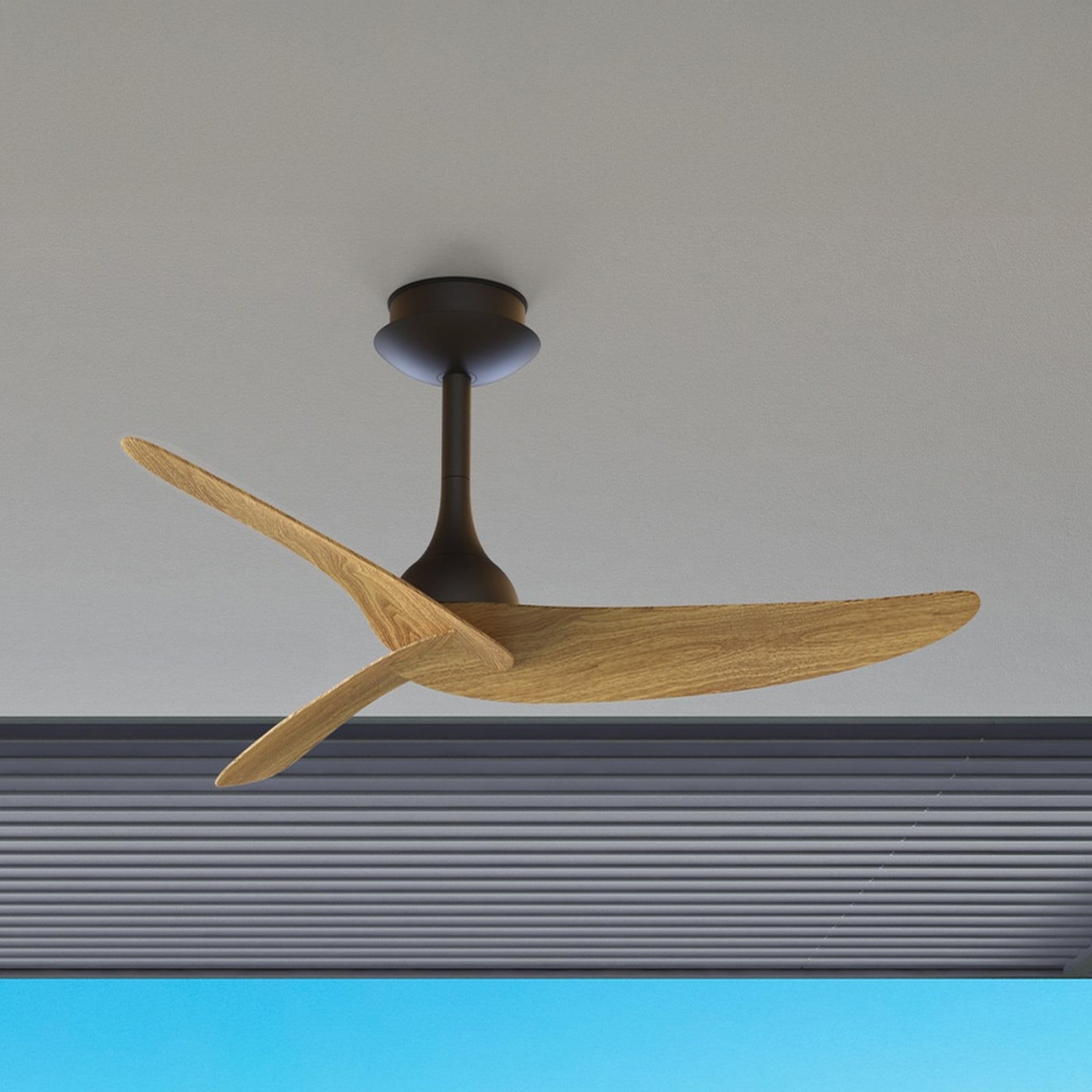 Deckenventilator Ipanema, schwarz/holz, DC, leise, IP44