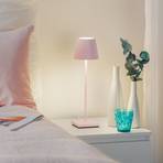 Zafferano Poldina LED-pöytävalaisin, ladattava akku, matta, vaaleanpunainen