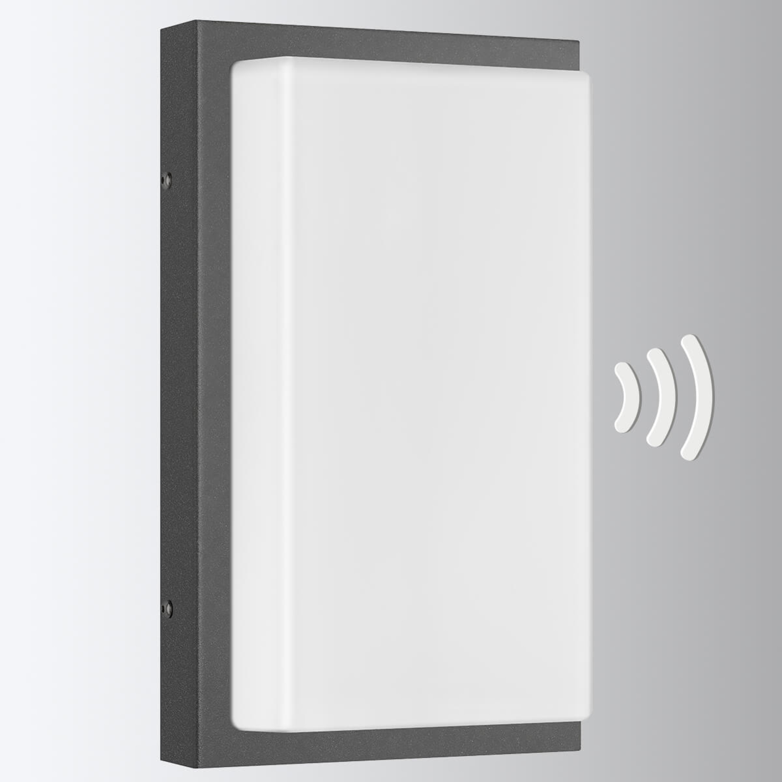 LCD Babett outdoor wall lamp E27 with sensor graphite, aluminium, stainless steel, opal glass, E27, 13 W, energy efficiency: A++, W: 17 cm, H: 29 cm