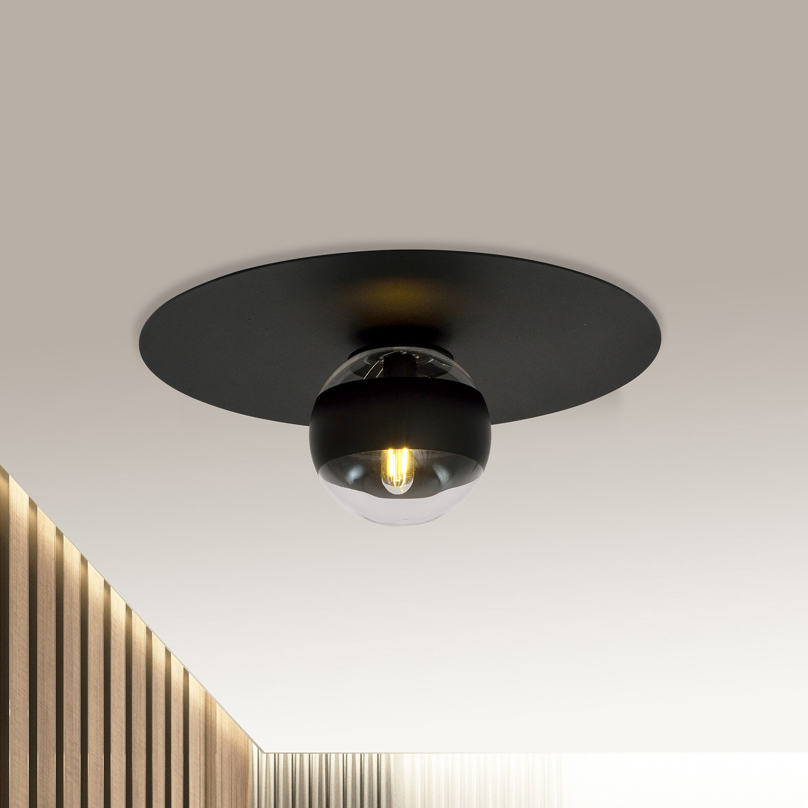 Lampa sufitowa Kenzo, czarna/przezroczysta, 1-pkt.