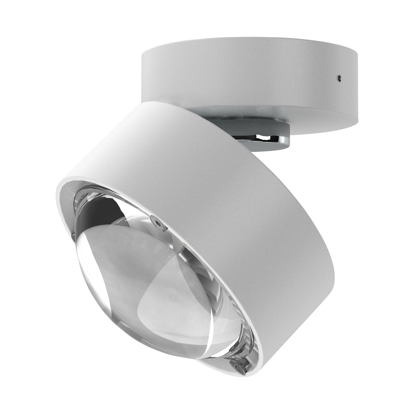 Puk Mini Move LED, lente trasparente, bianco opaco/cromo