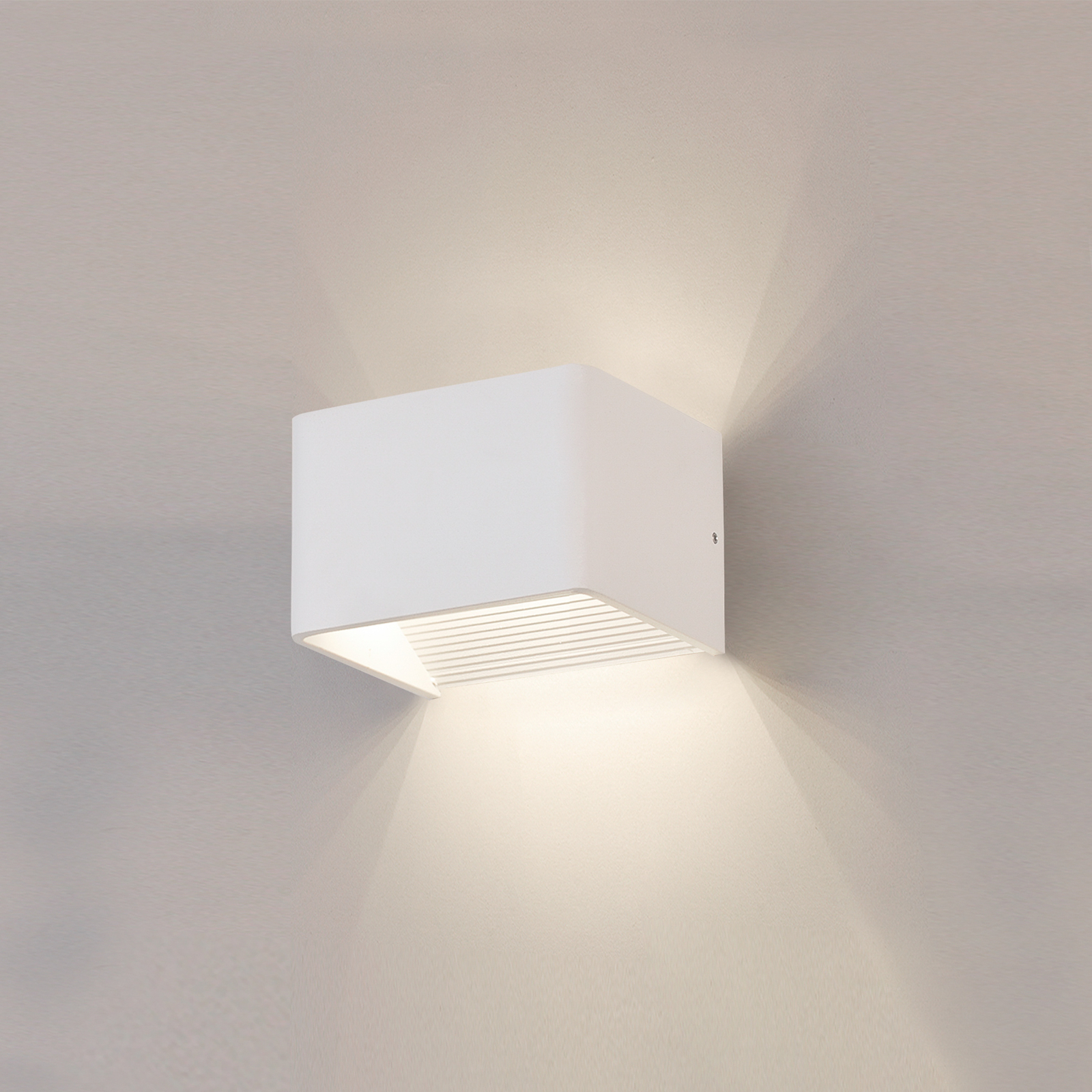 LED wall light Icon, white, up/down, width 12 cm