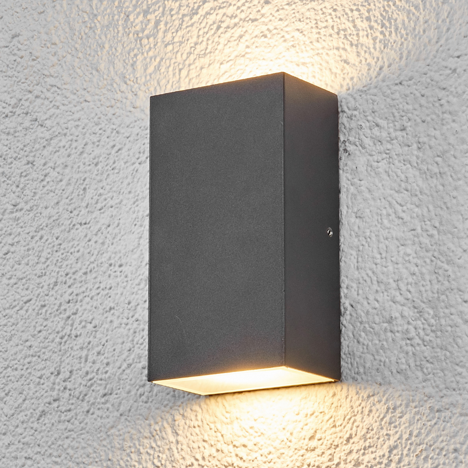 Lindby Square LED outdoor wall light Weerd, Aluminium, Glass, 3 W, energy efficiency: A+, W: 9 cm, H: 16 cm