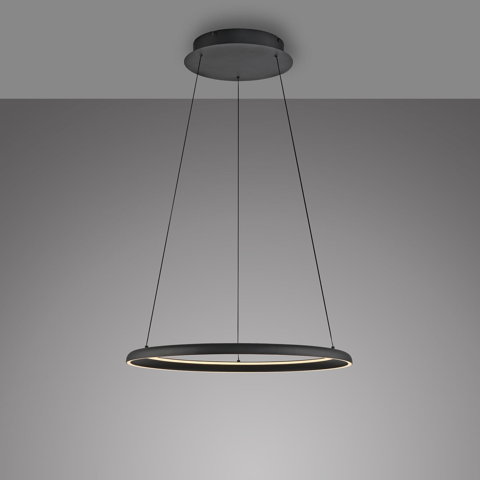 LED viseća svjetiljka QUILLO, crna, Ø 60 cm, metal, s prigušivačem