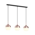 Lindby Pendellampe Rangina, 100 cm, kupfer, 3-flammig, Glas