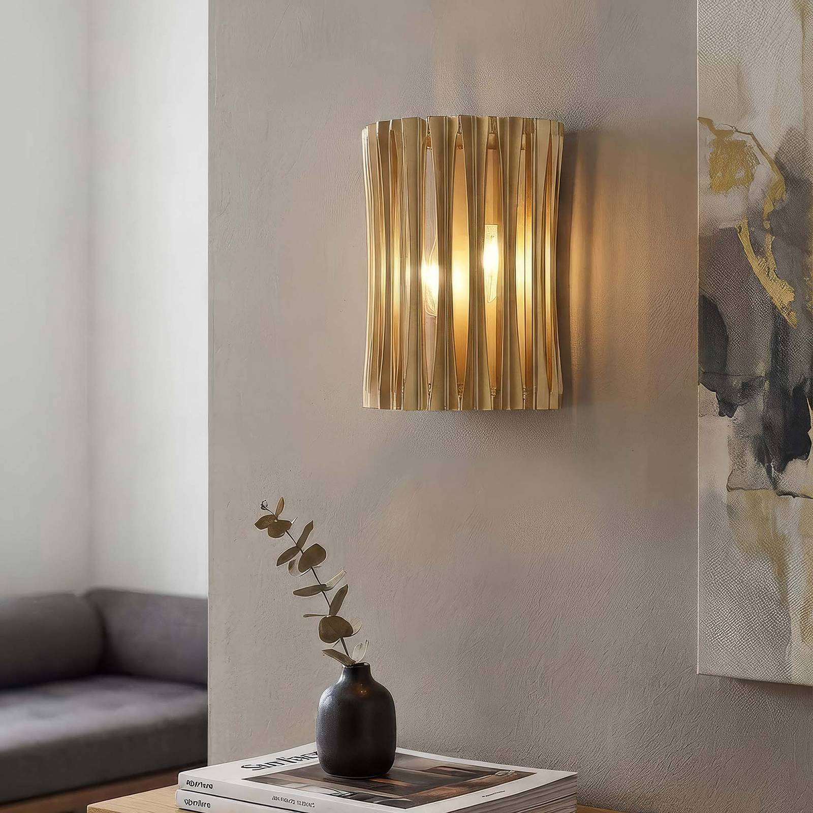 Searchlight wandlamp Split, goudkleurig, metaal, E14