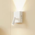 Lindby LED wall light Agit, white, metal, touch dimmer