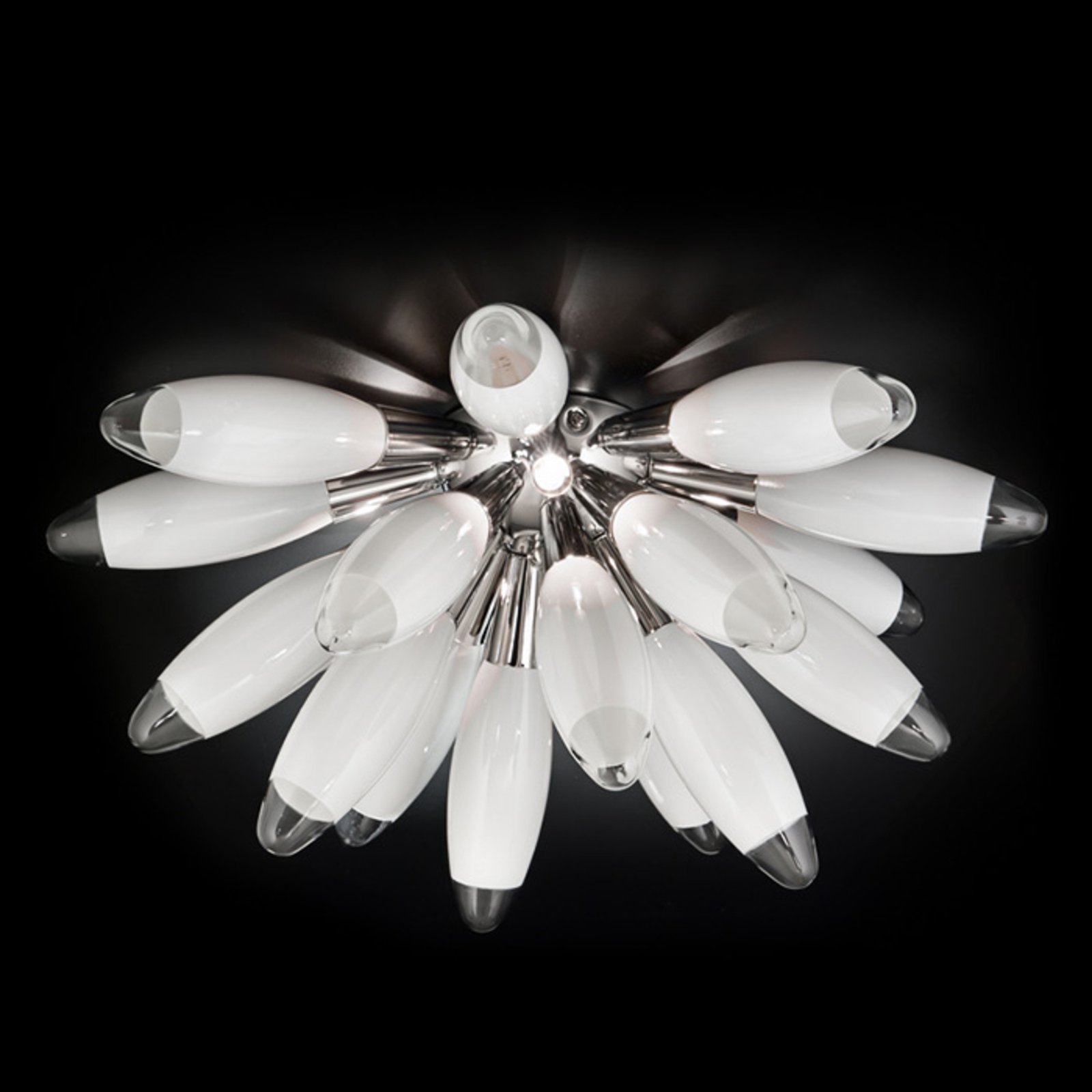 Lámpara de techo de vidrio blanca Flo, 55 cm