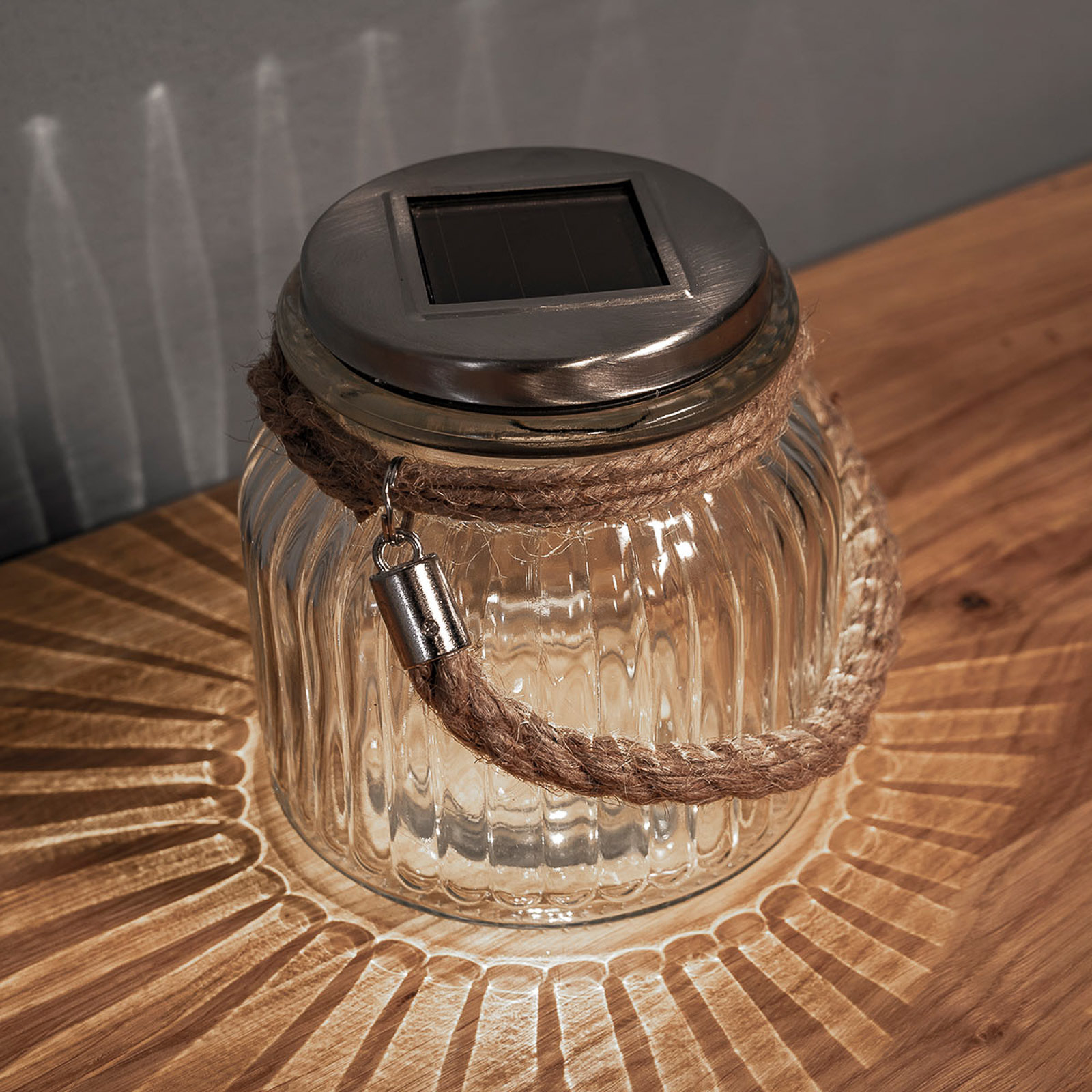 Farol de mesa LED solar Jar de cristal