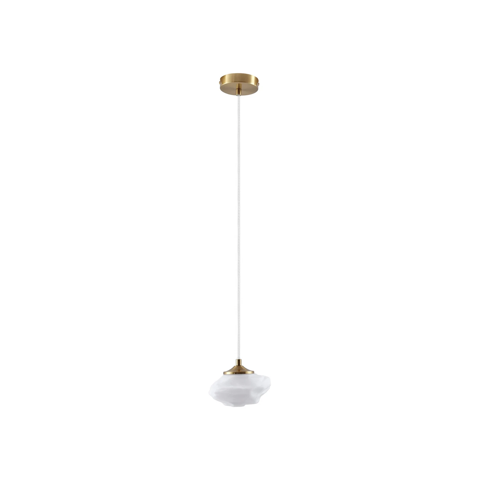 Lindby viseča svetilka Piatra, opal/medenina, steklo, Ø 16 cm, G9