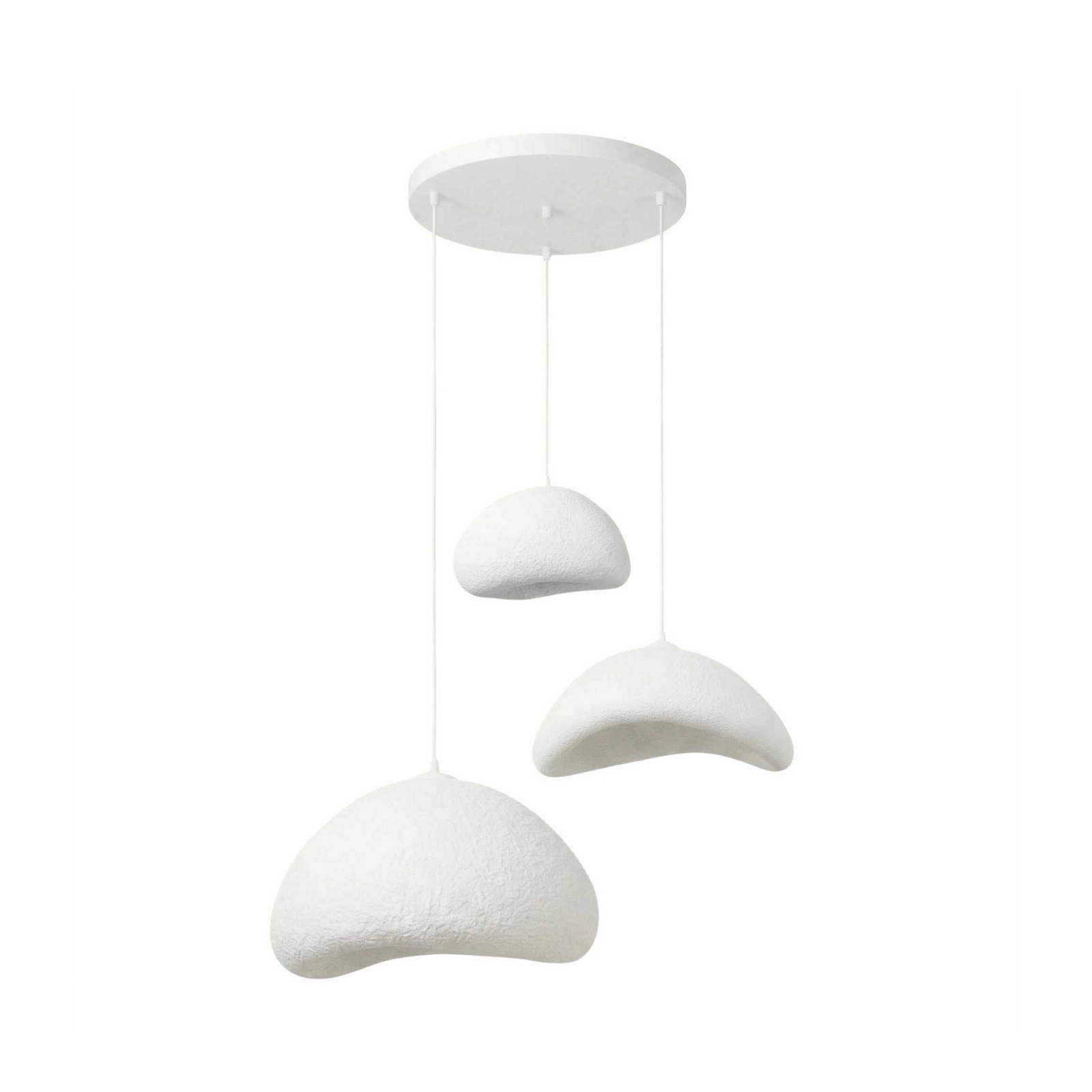 Lampada a sospensione LUNA, bianca, Ø 82 cm, a 3 luci, fibra di vetro, E27