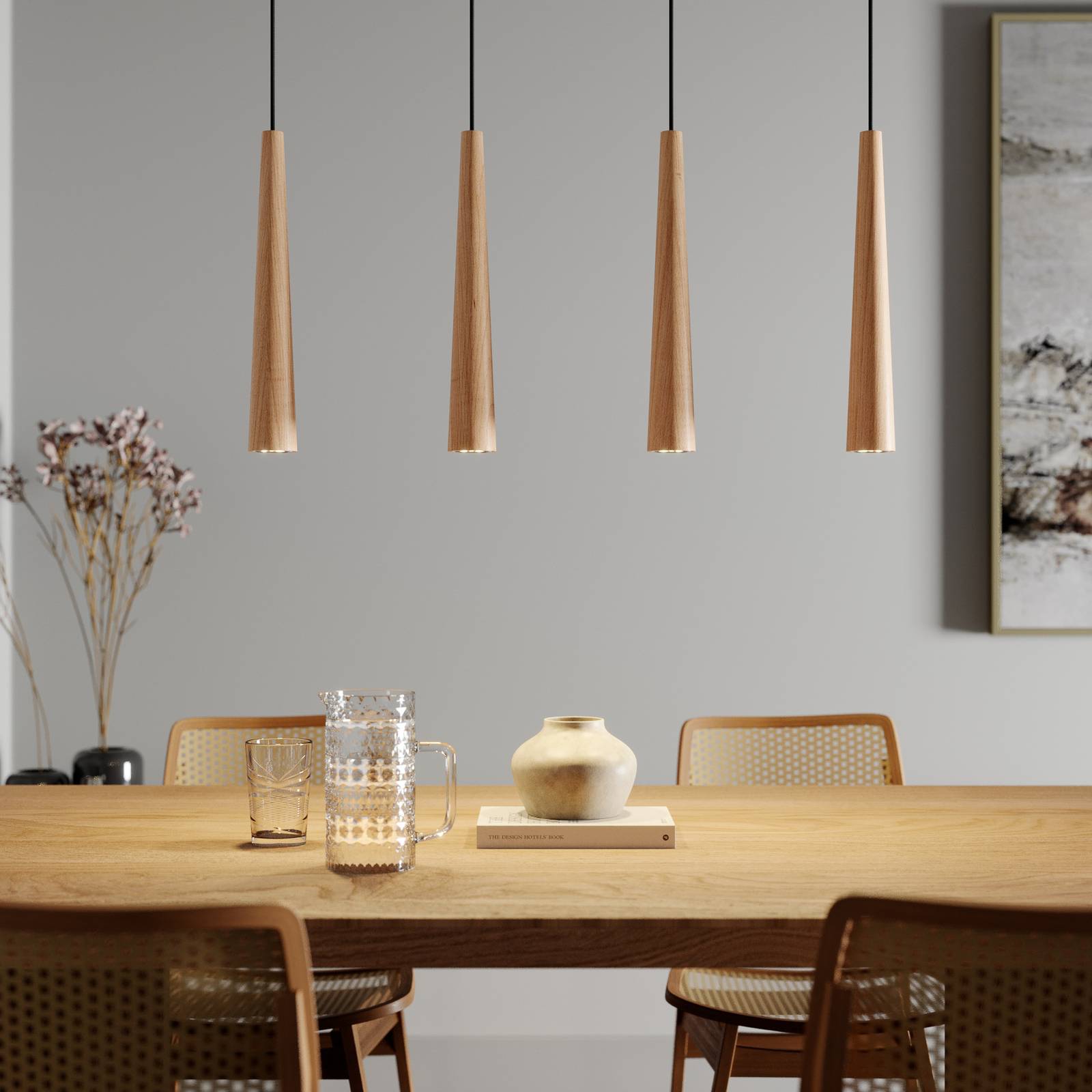 Envostar Envolight Wooden Round Cones suspension 4 lampes