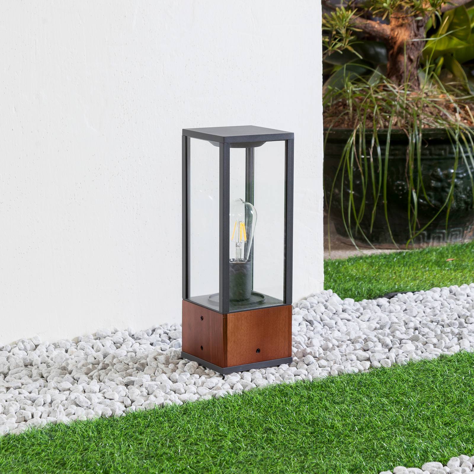 Lindby Jerik luminaire pour socle avec teck et verre