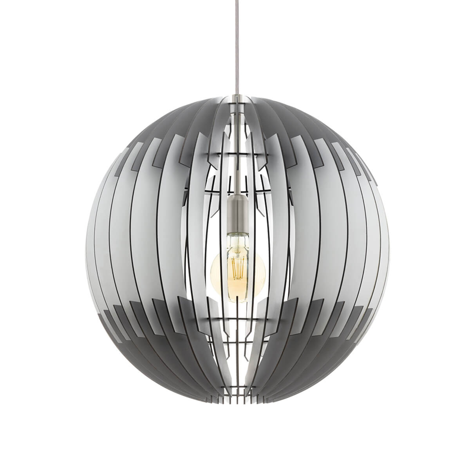 EGLO Black and white Olmero pendant light, slats, for Living / Dining Room, painted wood, steel, E27, 60 W, energy efficiency: A++