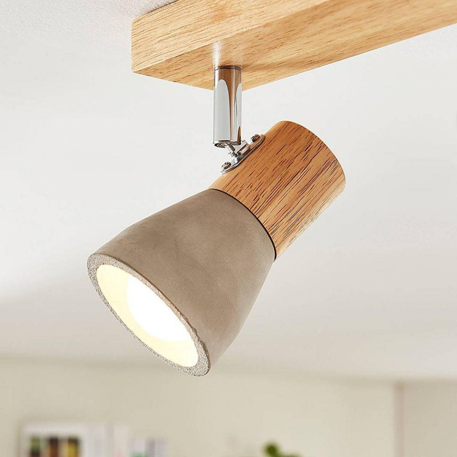 Filiz 3 Stropné Lampa Concrete/Wood - Lindby