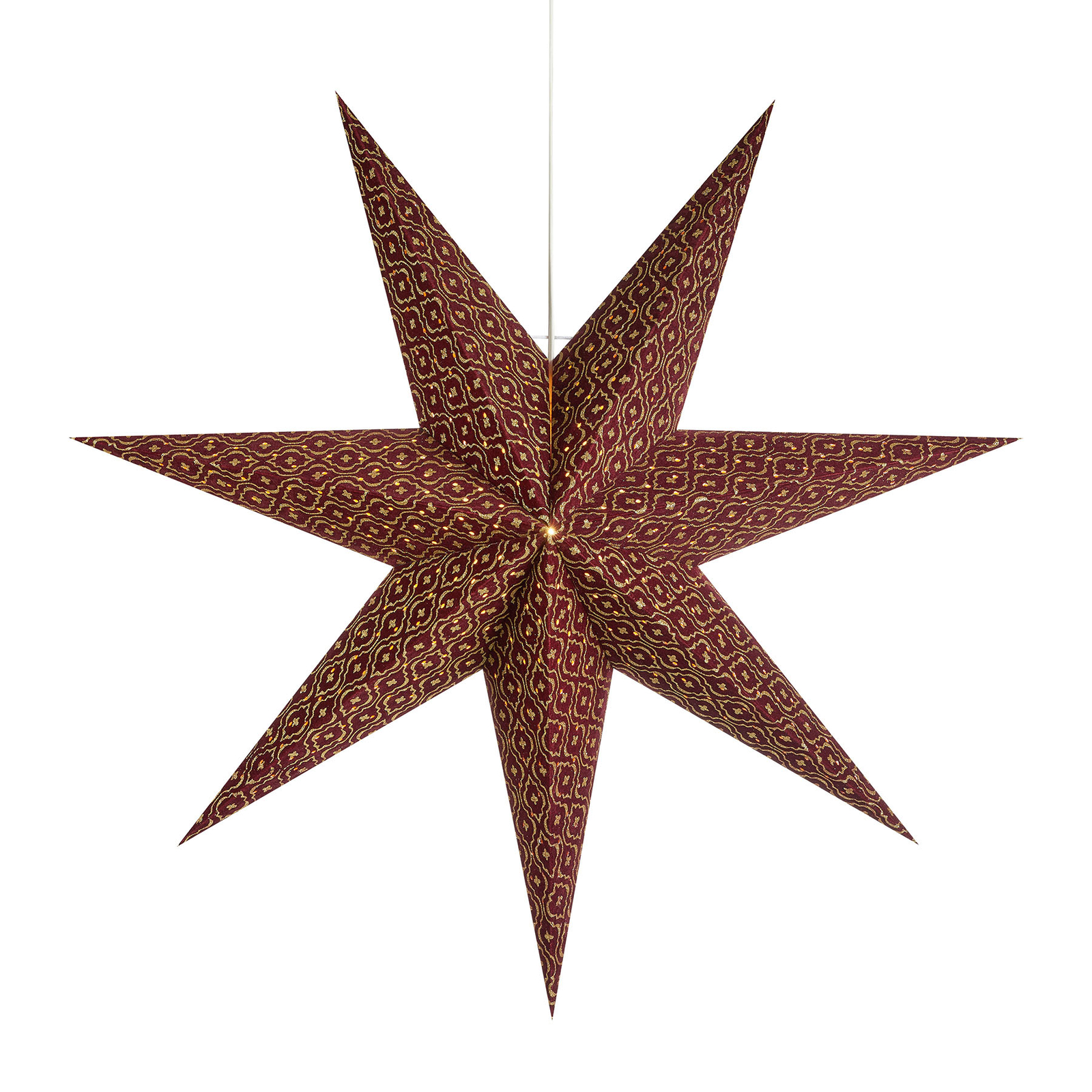 Barque dekor.stjerne til opphe., Ø 45 cm, bordeaux