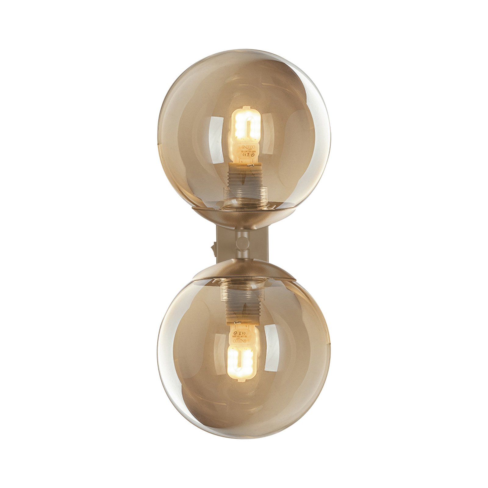Wandlamp Neptun 2-lamps goud met glasbollen