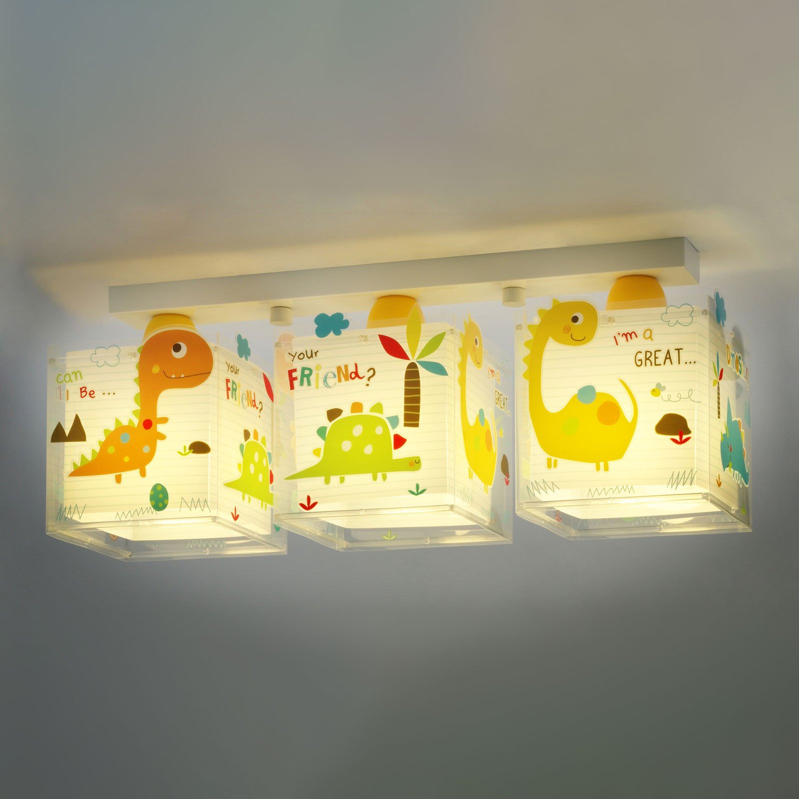 Plafonieră pentru copii Dinos cu trei luminițe