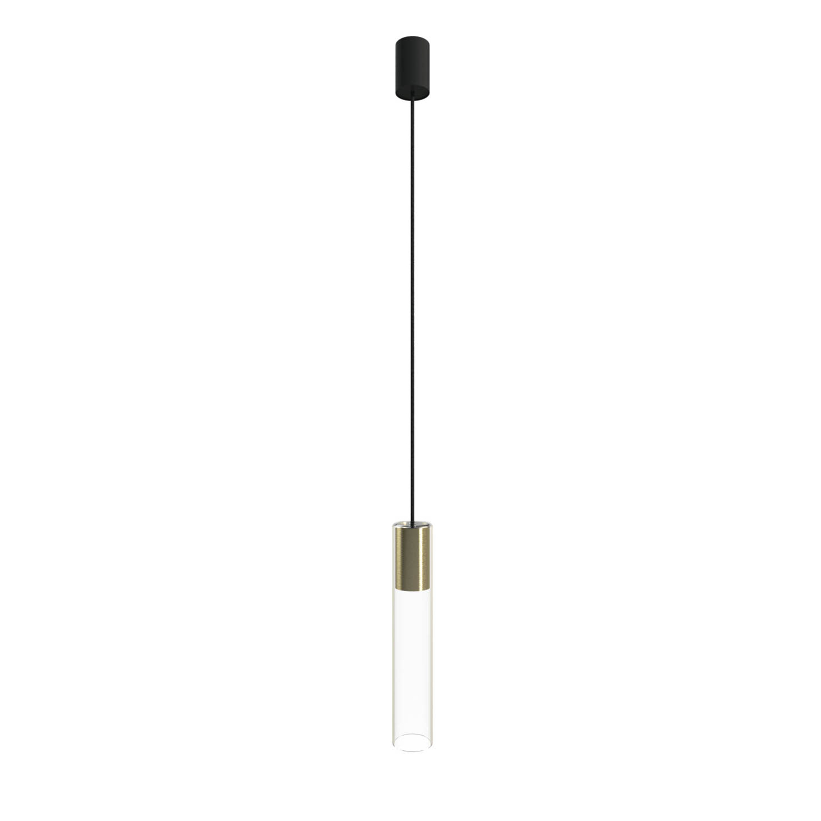 Hängeleuchte Cylinder, klar/messing, Höhe 35 cm