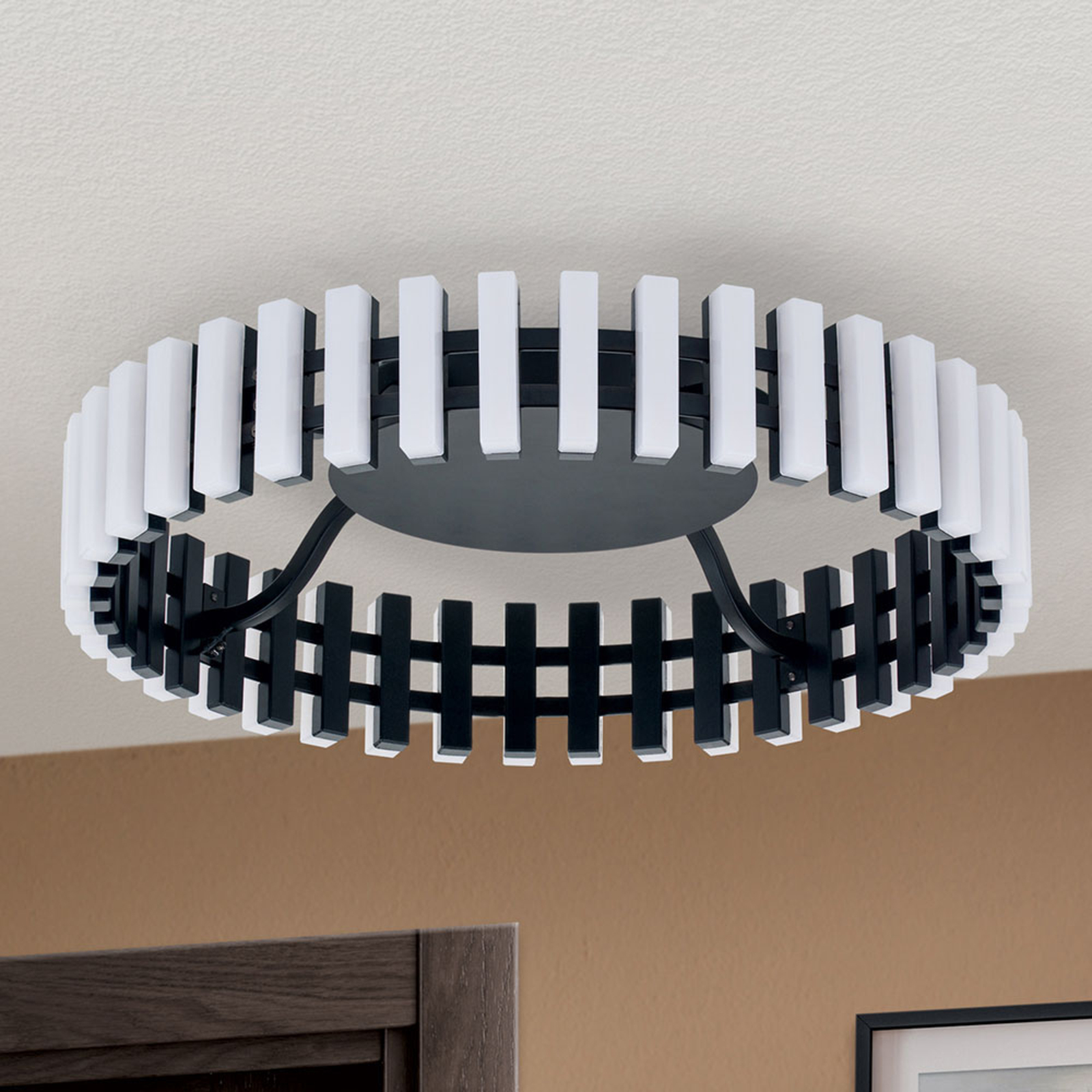 Mansion LED-taklampa, svart och vit Ø 43 cm