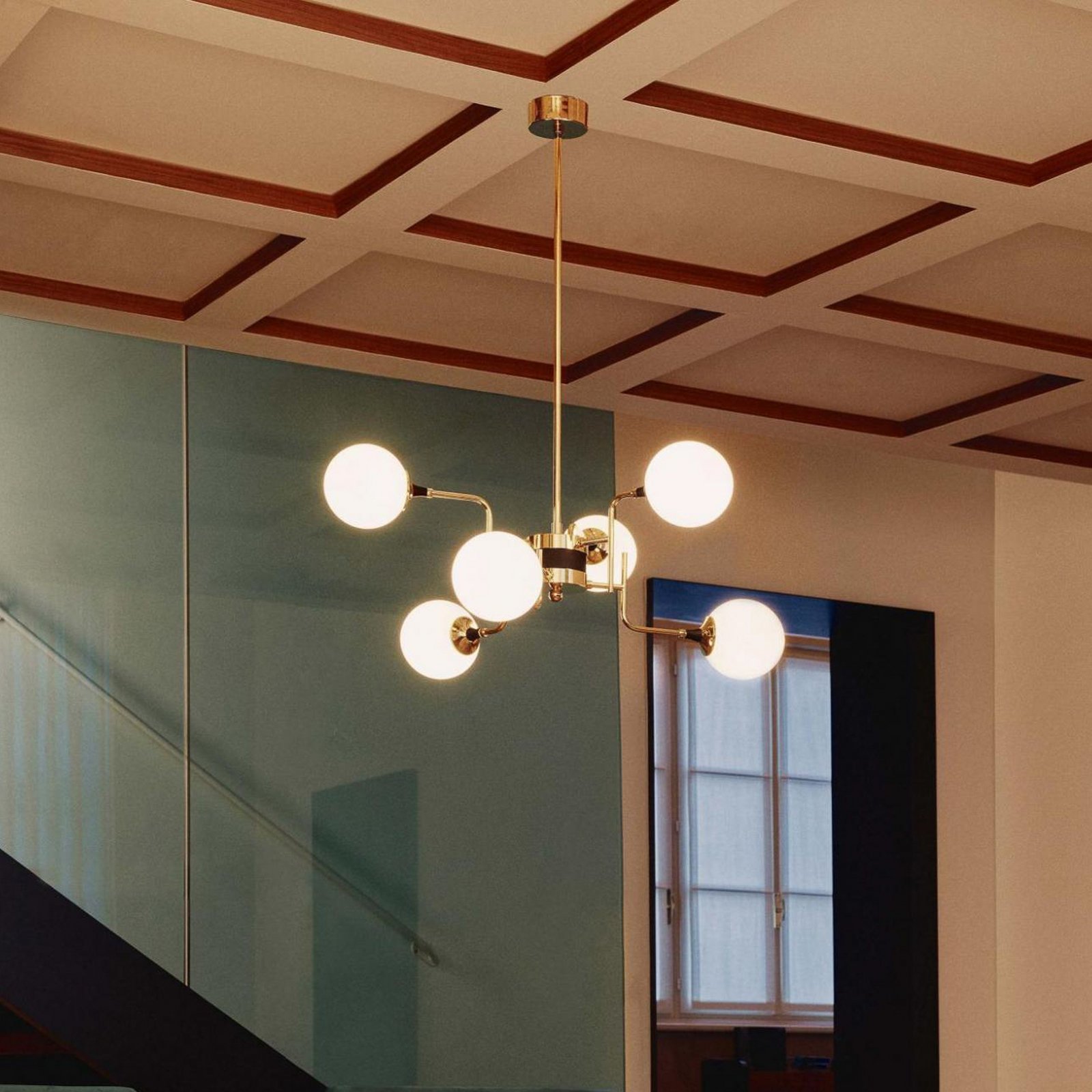 Lampa wisząca Stilnovo Galassia, kolor złoty, długość 91 cm