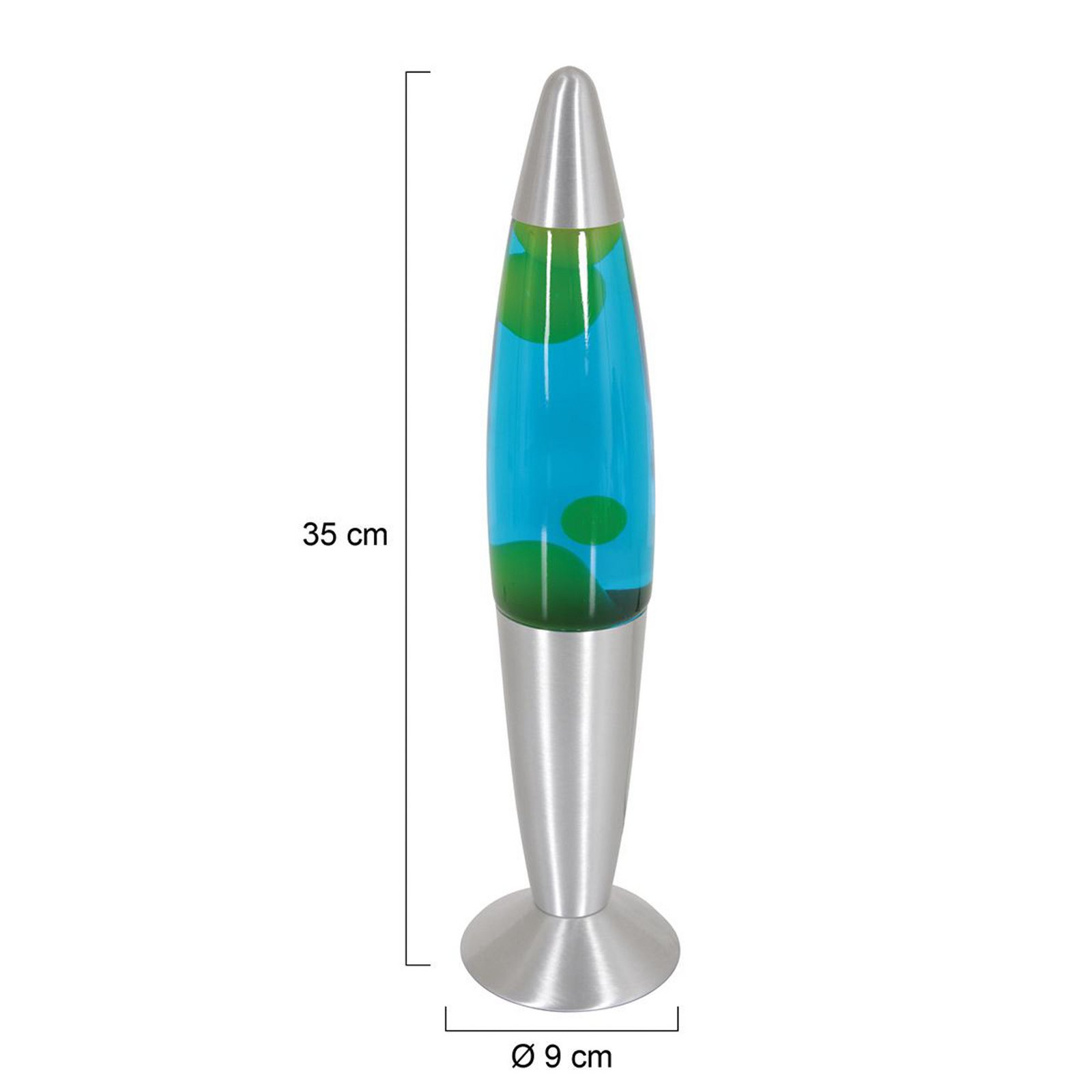 Lavalampe Volcan 3116, stahl, grün-blaue Flüssigkeit, E14