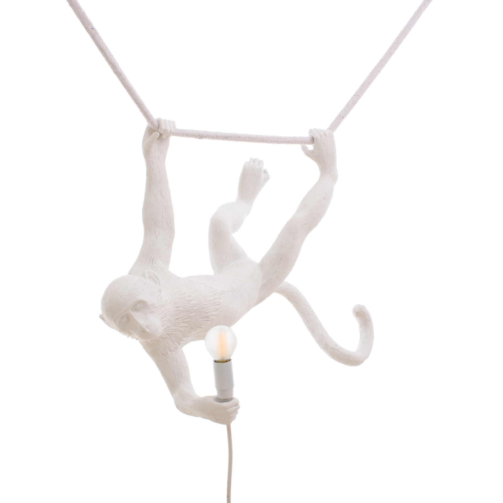 LED decoratie-hanglamp Monkey Lamp wit slingerend