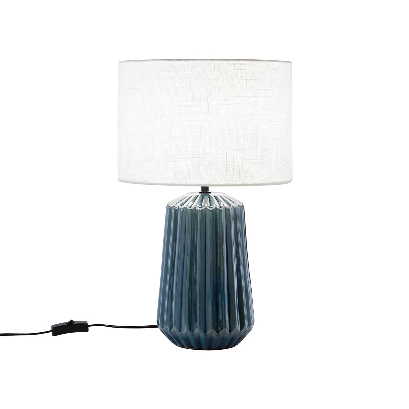 Tischlampe Kiowa, Höhe 46 cm, blau/weiß, Keramik/Stoff