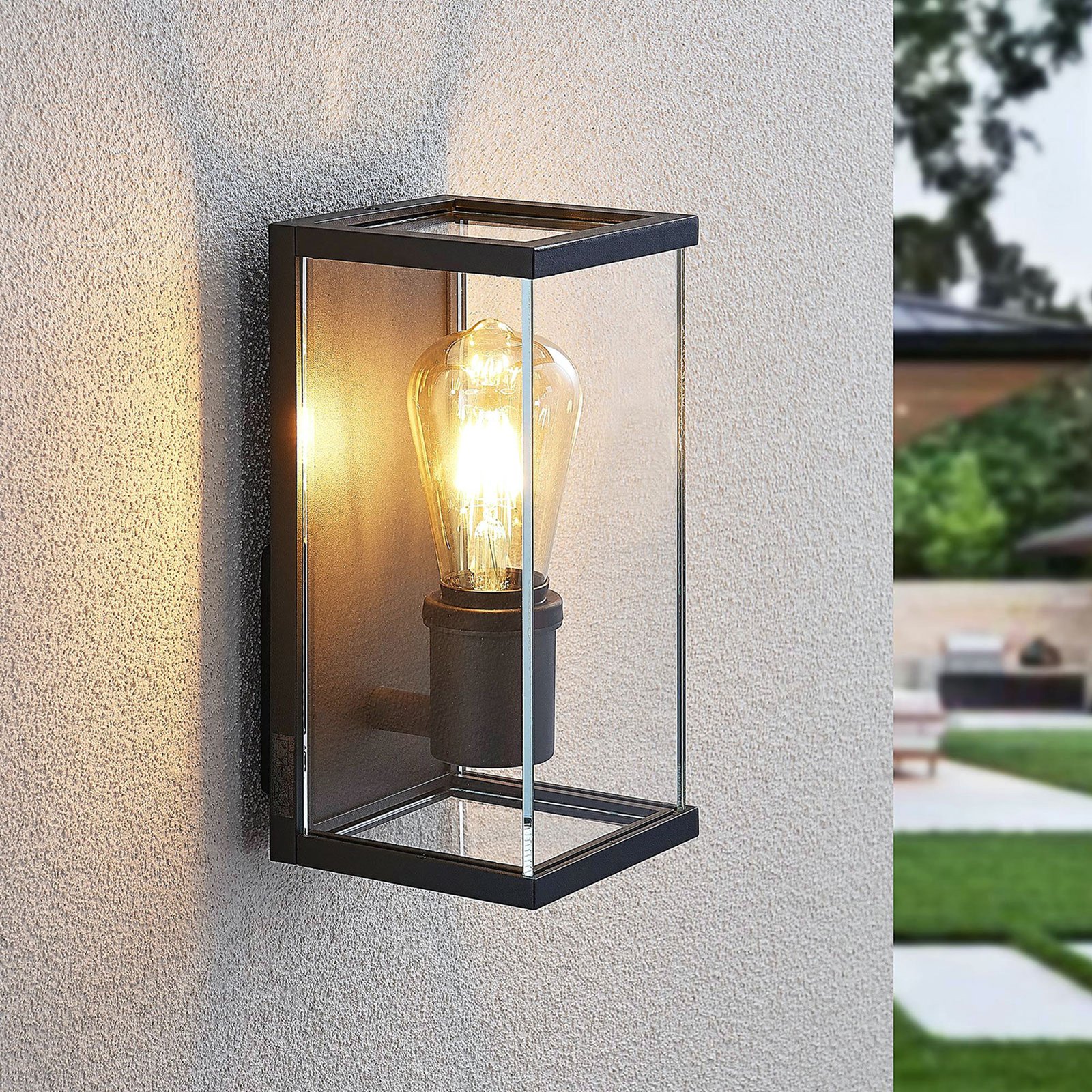 Susanne outdoor wall light, angular, glazed, set of 2