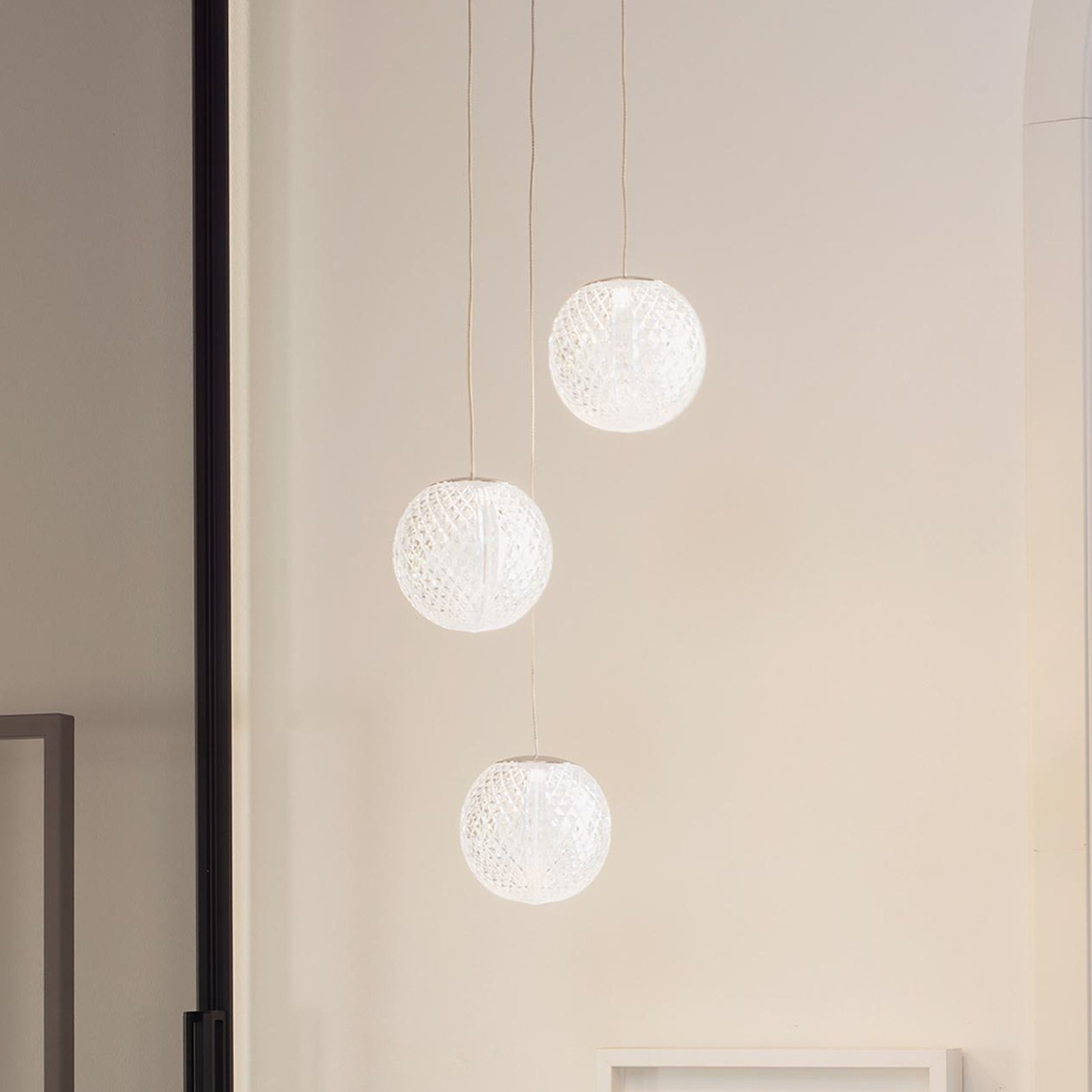 Ideal Lux LED-es függőlámpa Diamond 3-lámpás, króm színű/átlátszó