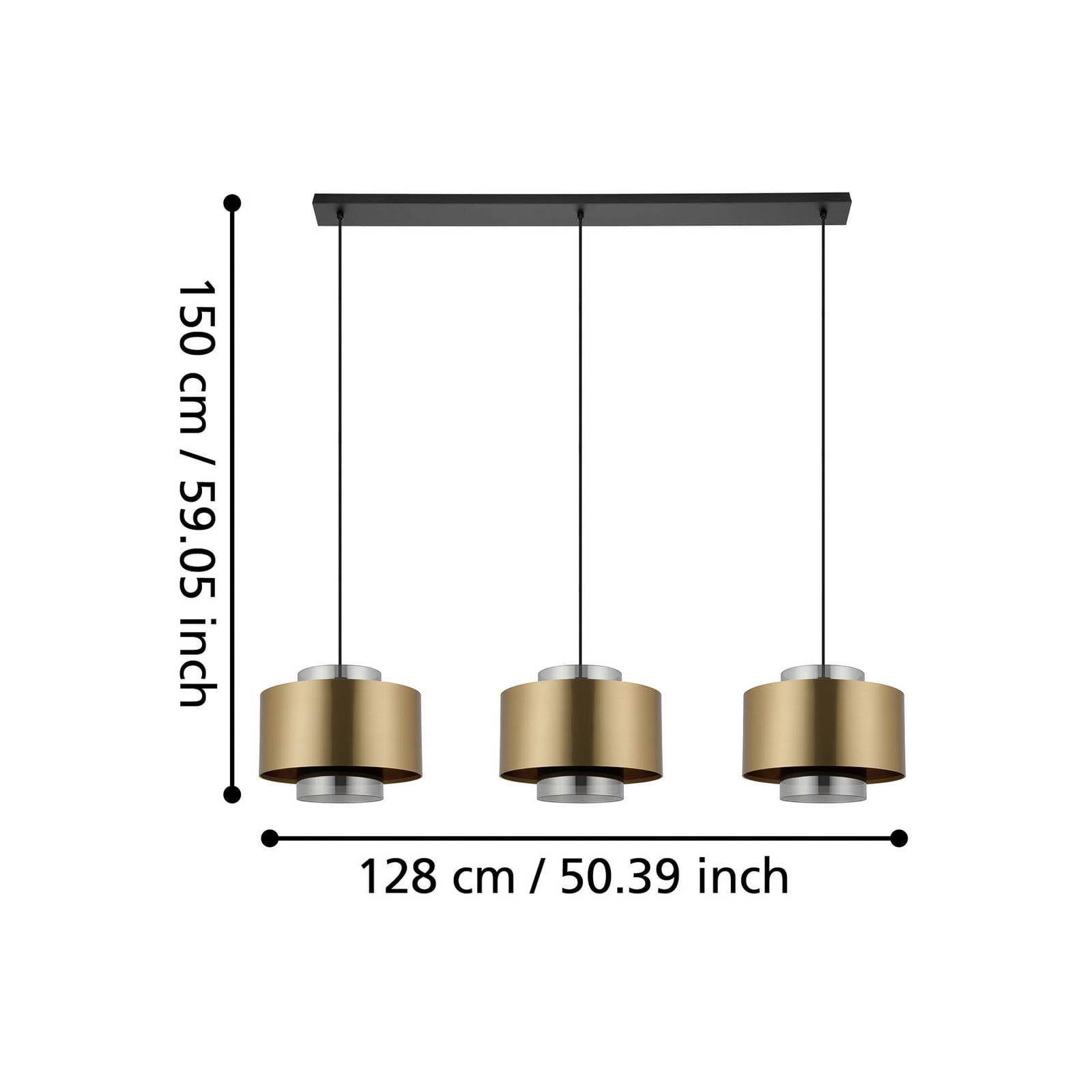 Suspension Stars of Light Dugla, couleur or, 128 cm, à 3 lampes