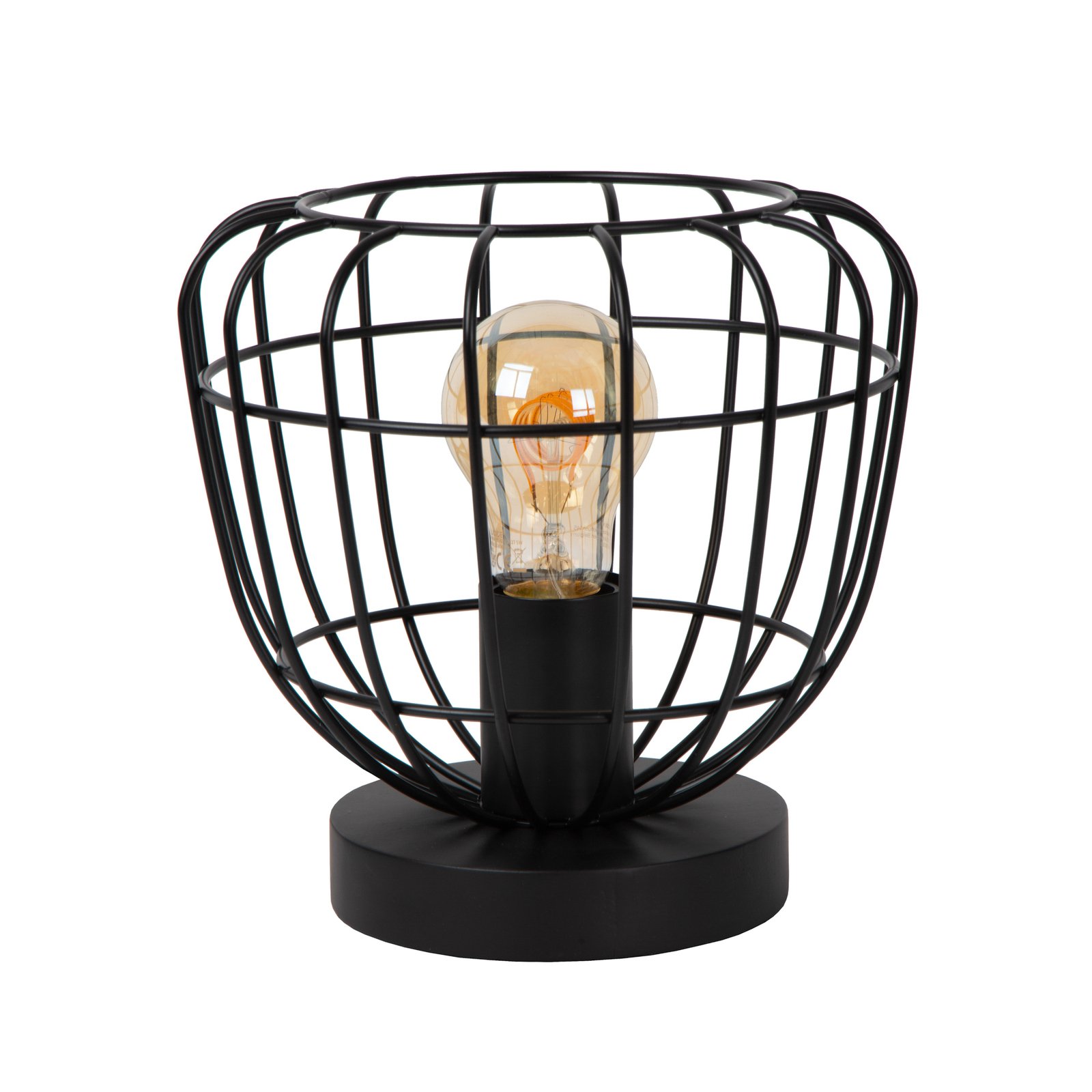 Lámpara de mesa Filox con pantalla de jaula, negro