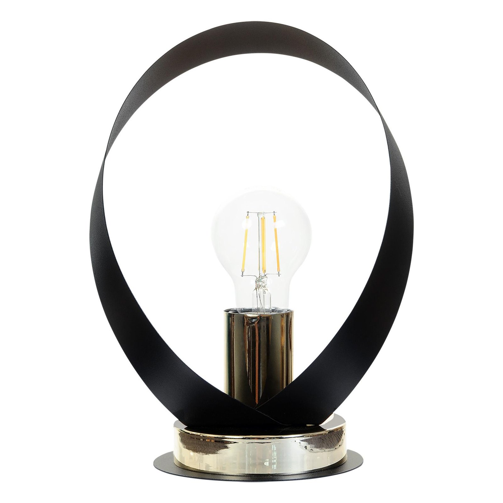 Lampada da tavolo Euluna Petla, nero/oro, metallo, Ø 19 cm
