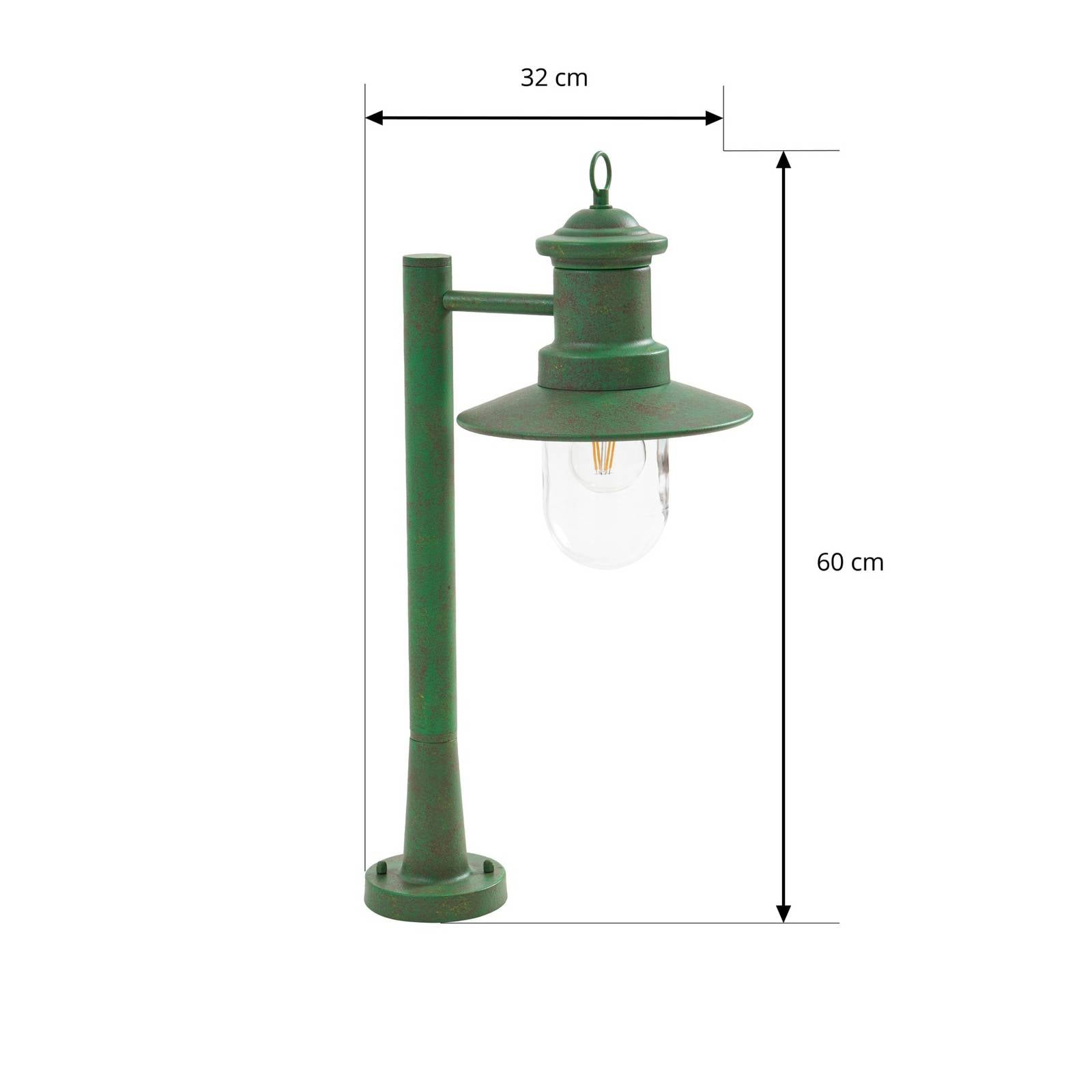 Lindby Słupek oświetleniowy Eloretta, zielony, 60 cm, stal, IP44, E27