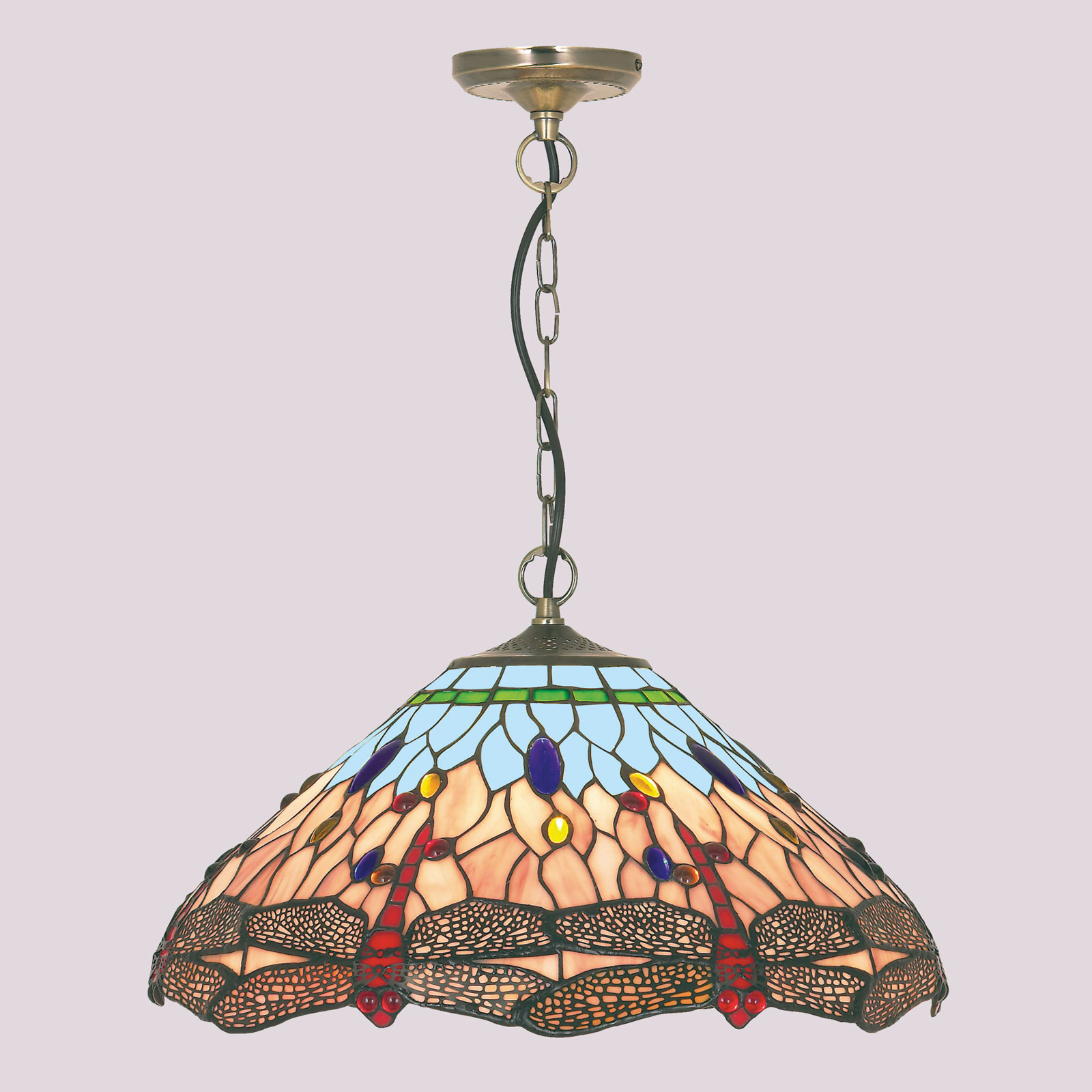 Clásica lámpara colgante, estilo Tiffany DRAGONFLY