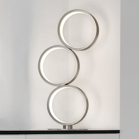 LED-Tischleuchte Loop mit drei Ringen, dimmbar