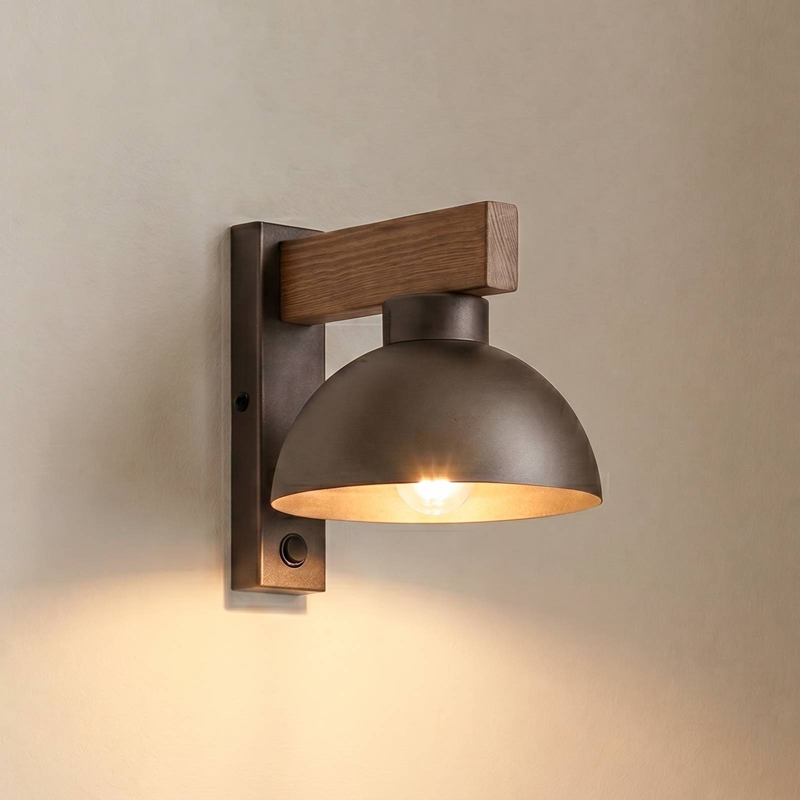 Levně TK Lighting Nástěnné světlo Oslo, hnědé, kovové, výška 20 cm, E27