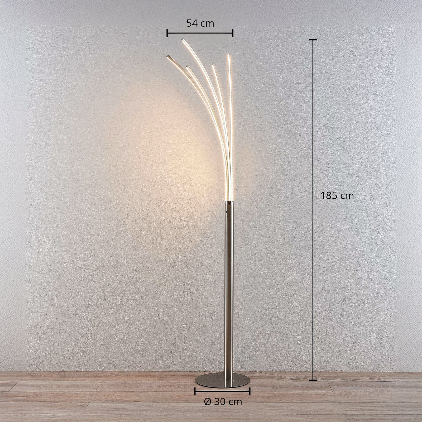 Boba LED Gulvlampe Nickel - Lindby Boba LED Gulvlampe Nickel - Lindby