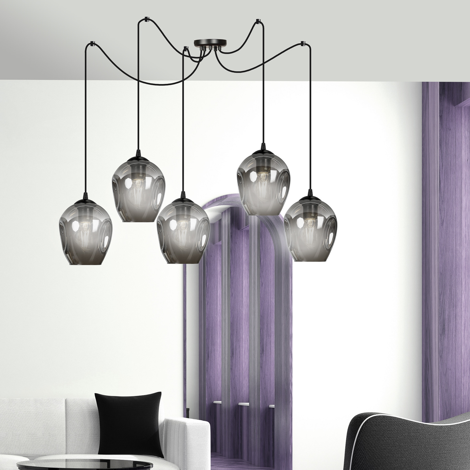 Lampa wisząca Starla decentralna 5-pkt. grafitowa