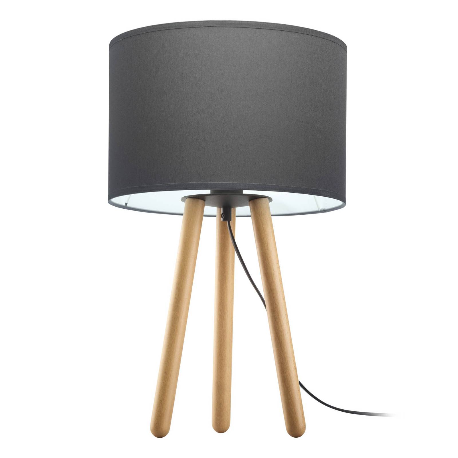 euluna - lampa sto?owa tokyo drewniany statyw sosna/grafit, do salonu / jadalni, sosna, tkanina, metal, tworzywo sztuczne, e27, 60w, wys. 50 cm