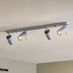 Spot pour plafond Round gris, 4 lampes linéaire