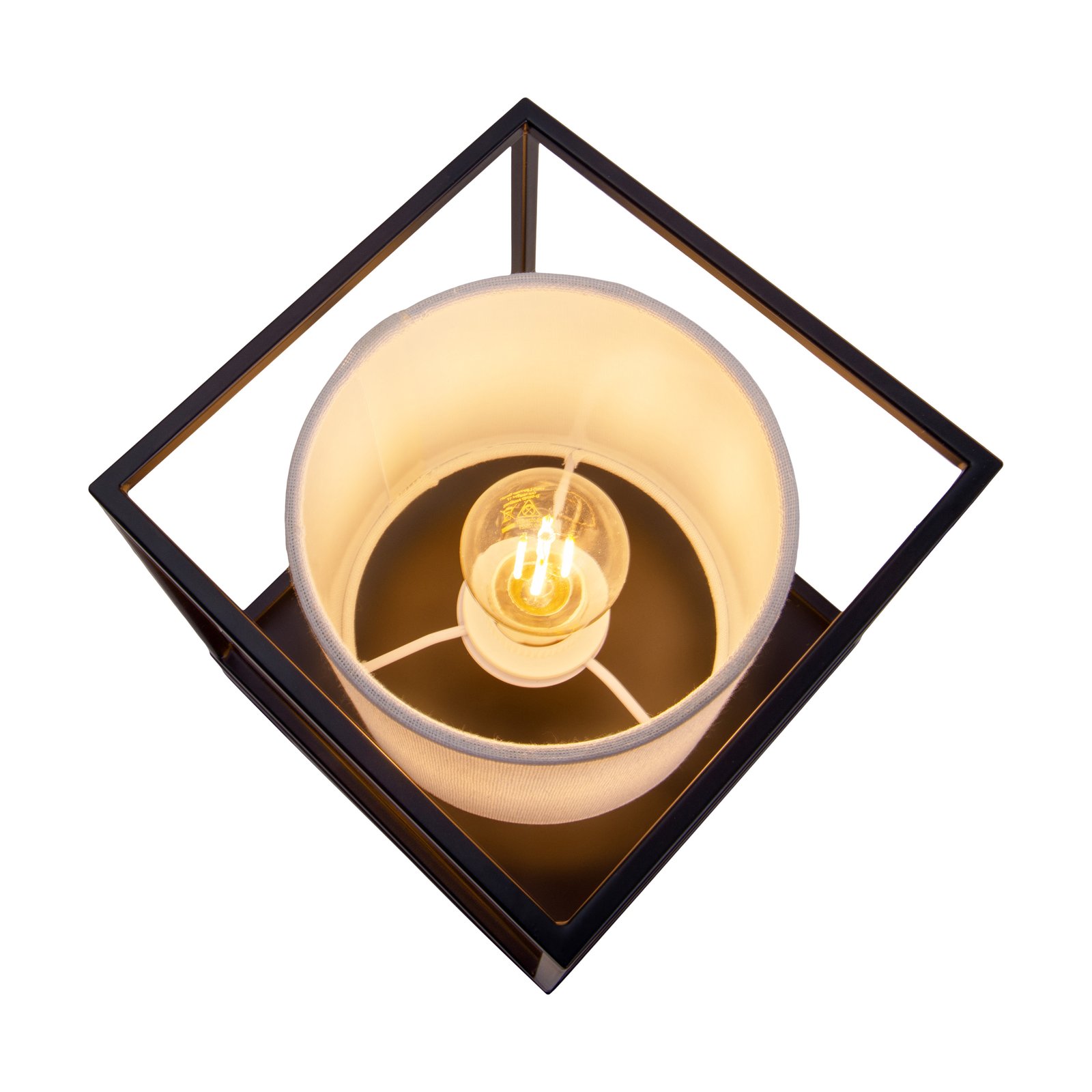 Stolní lampa Beta z kovu s látkovým stínidlem bílá