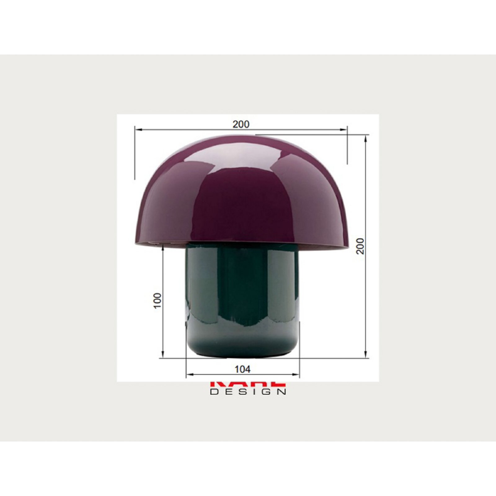 Kare galda lampa Mushroom, violeta/zaļa, metāls, 20 cm, E14