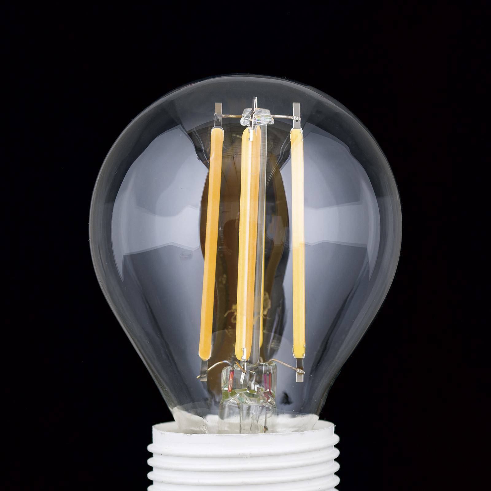 LED žiarovka E14 G45 číra 6W 827 720lm stmievateľná
