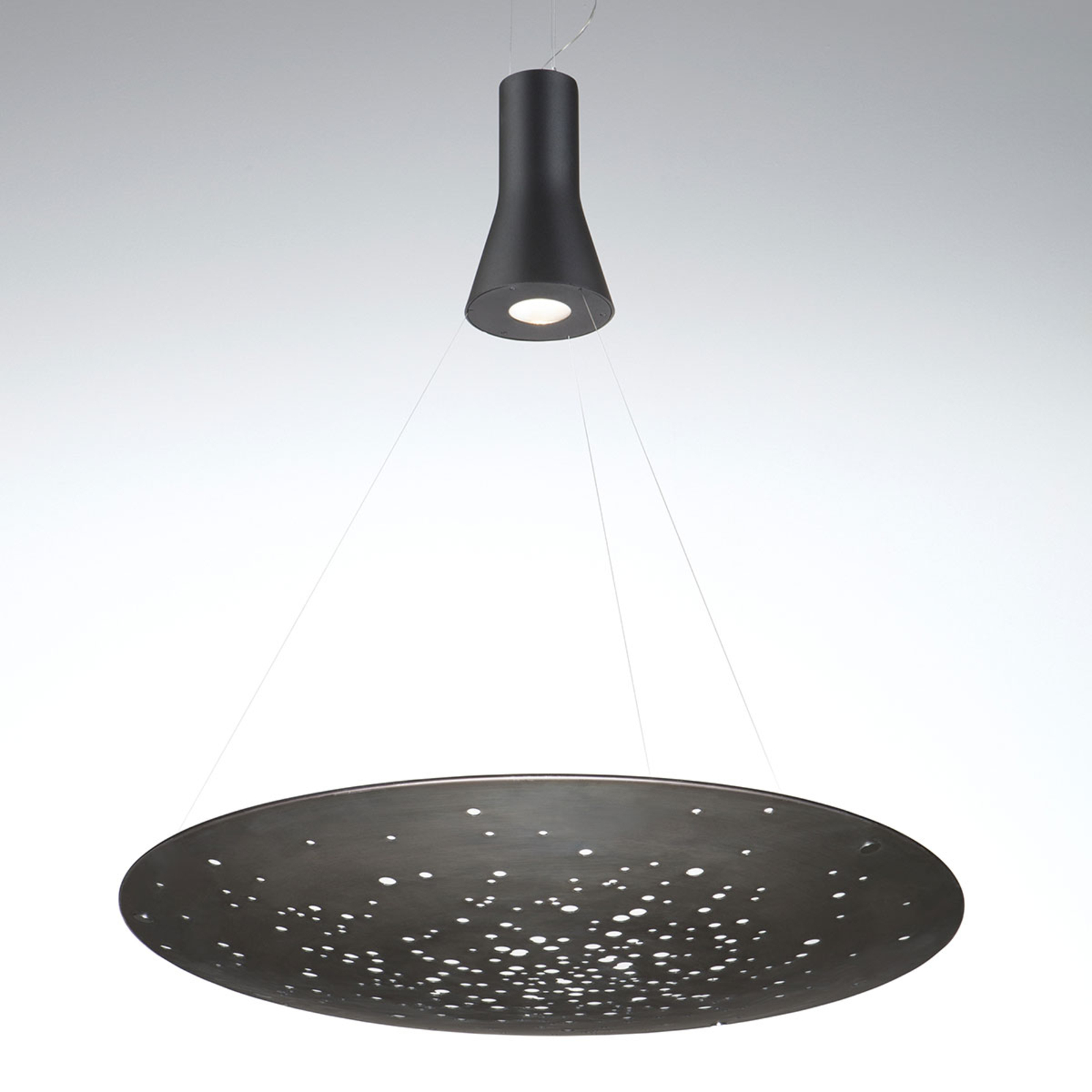 Fabbian Lens LED hanging light Ø 90 cm burnished