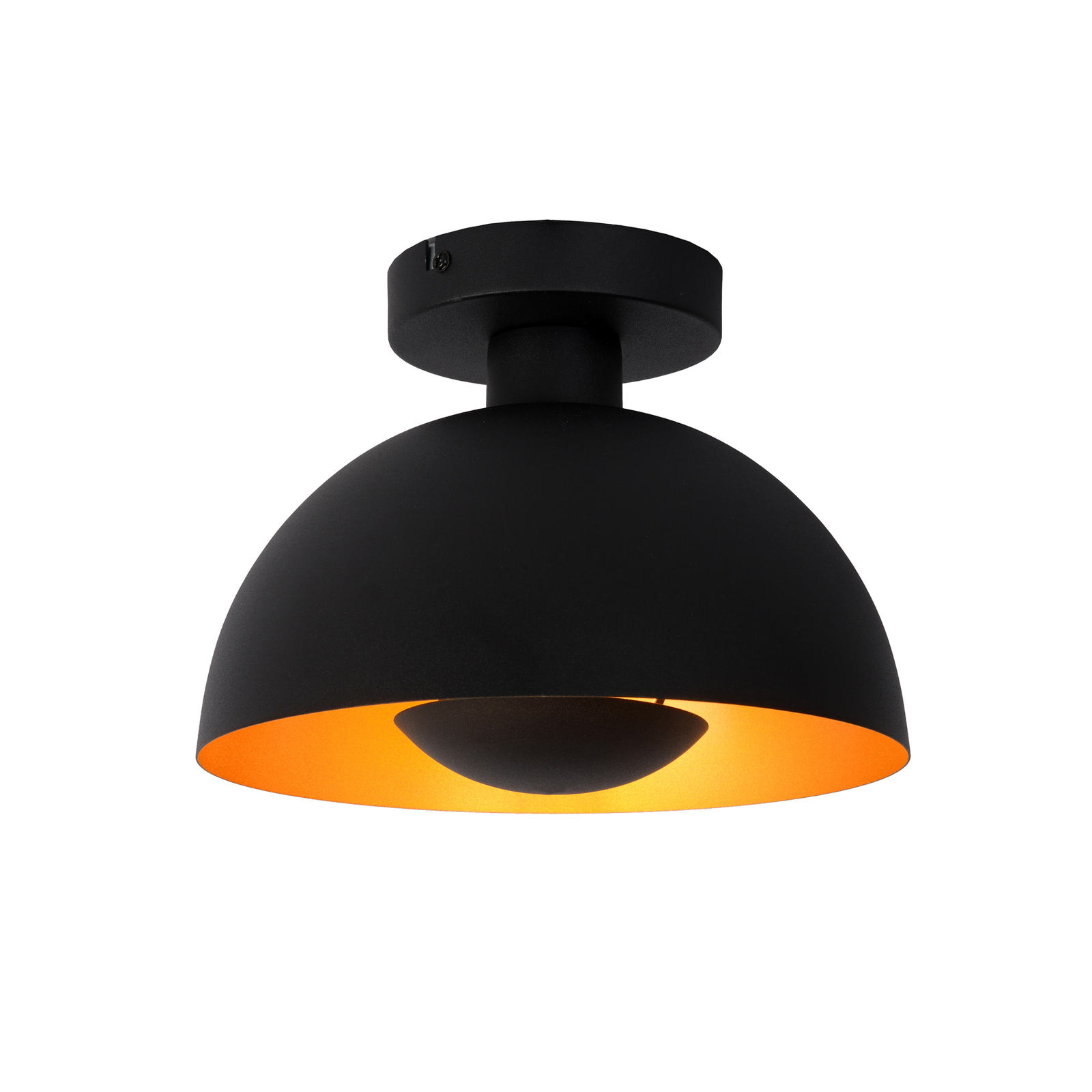 Стоманена лампа за таван Siemon, Ø 25 cm, черна