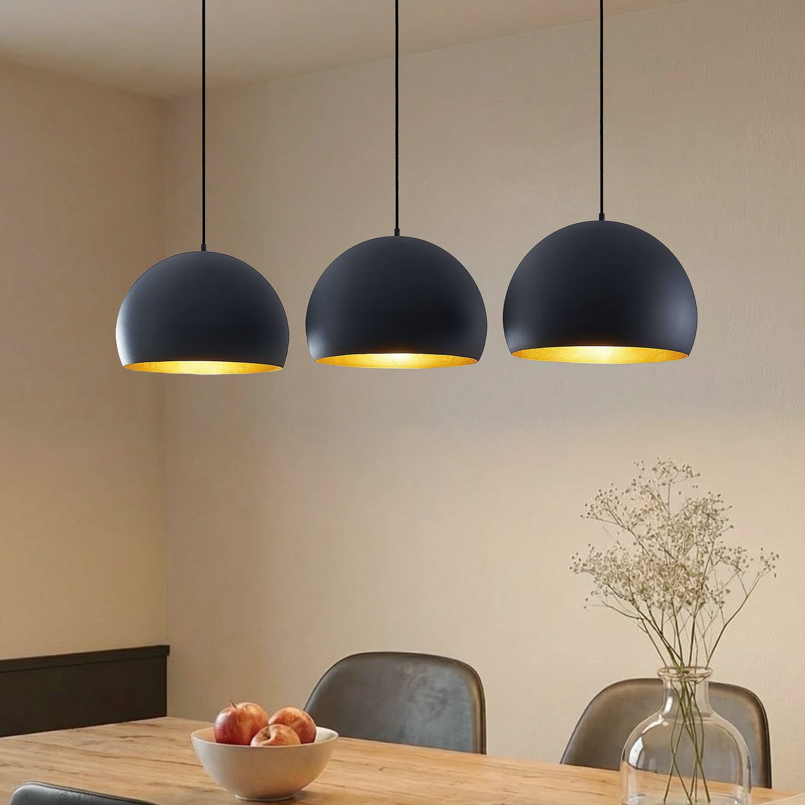 Tarjei Candeeiro Suspenso L146 Black/Gold - Lindby