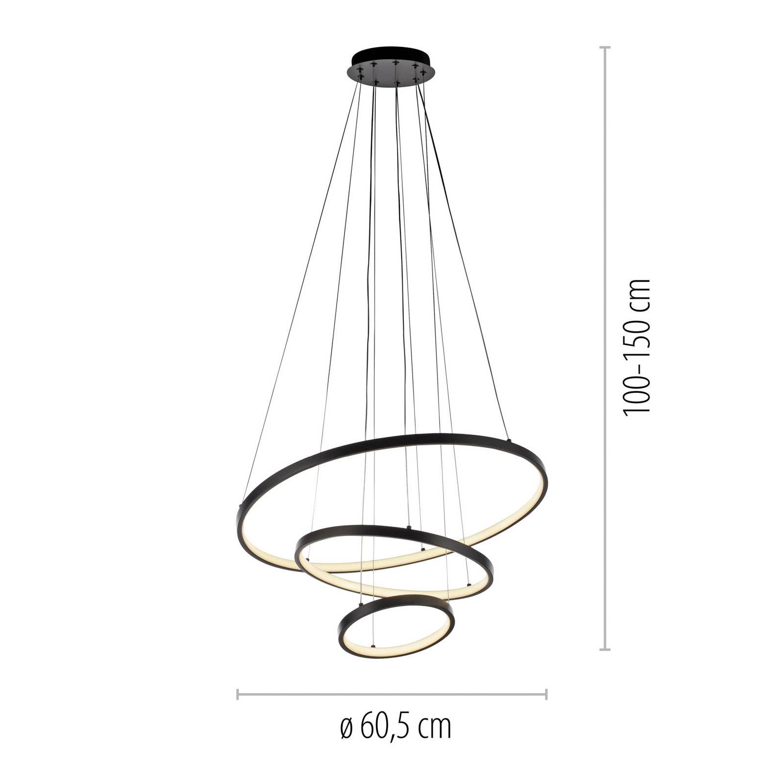JUST LIGHT. żyrandol LED Cerchi, czarna, 3000 K