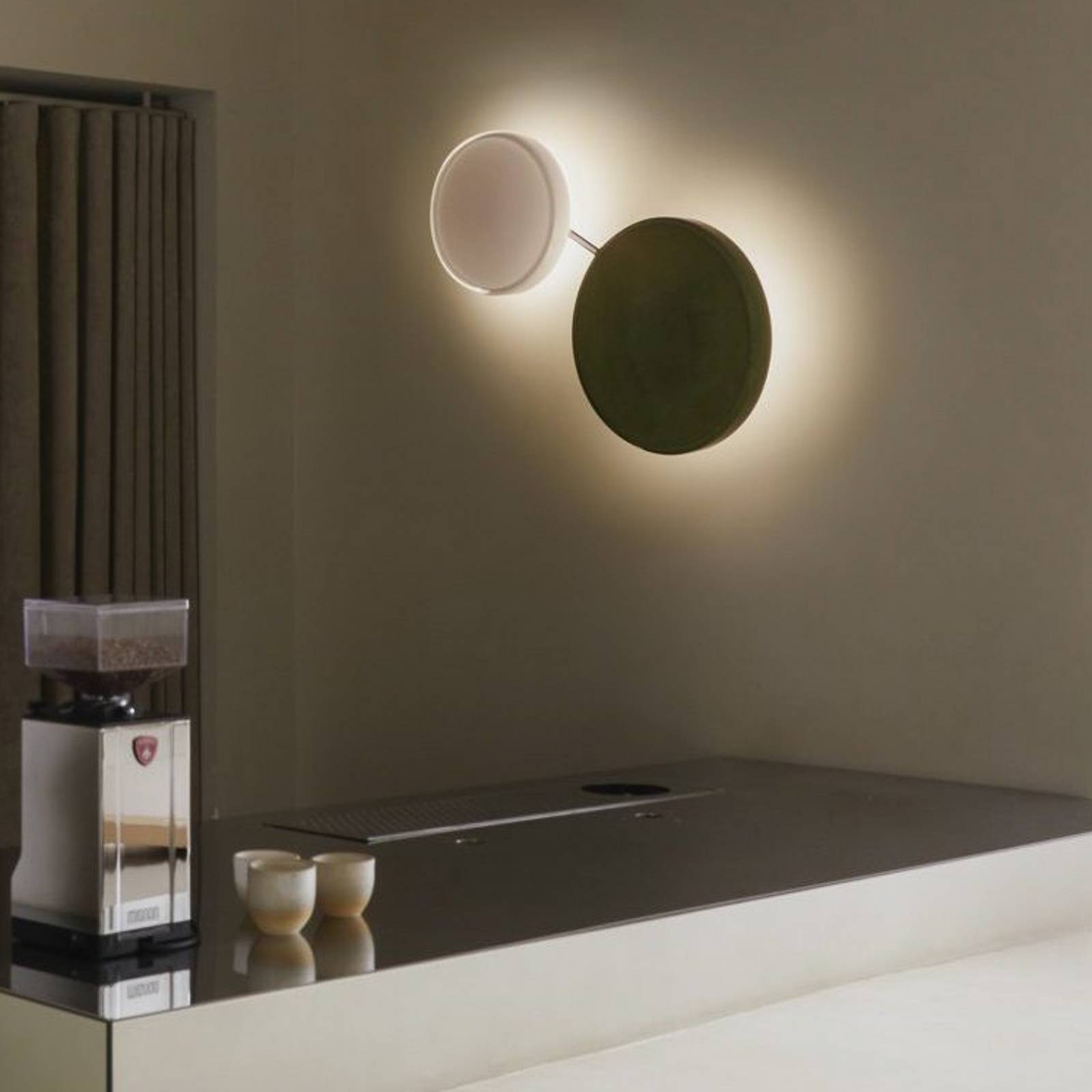 Kinkiet LED MARSET Caramel, zielony, Ø 38 cm, TRIAC, szkło
