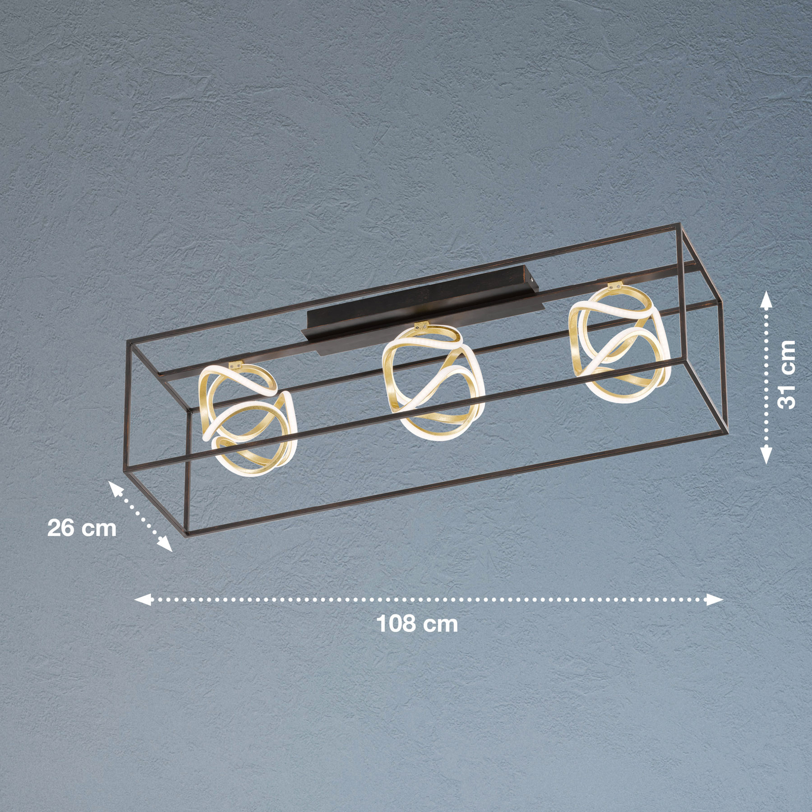 Stropné LED svietidlo Gesa s kovovou klietkou